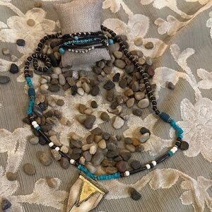 Artisan Beaded Necklace with Tribal Pendant and bracelet
